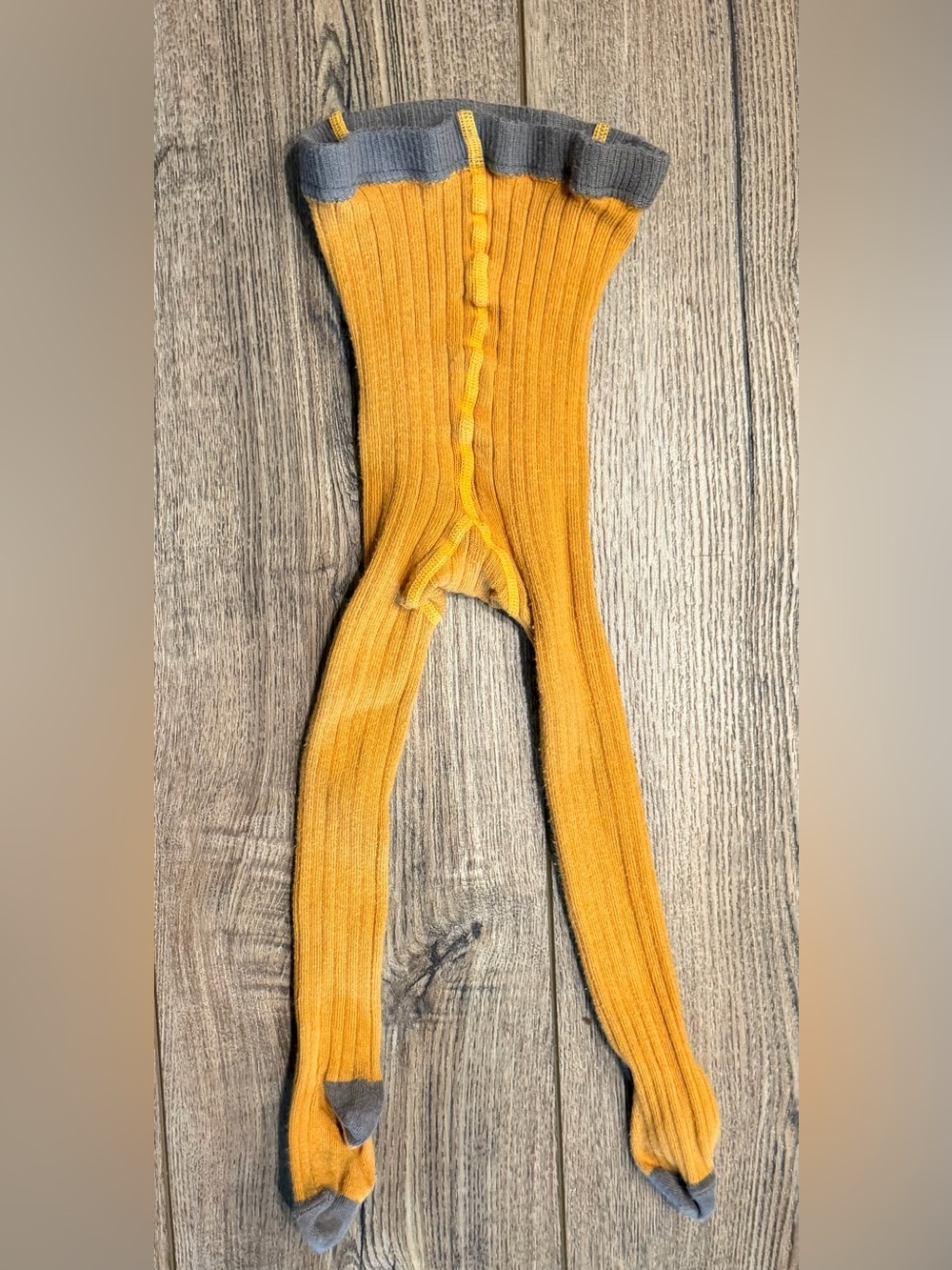 The Bonnie Mob Premium Ribbed Footed Tights 6-12M Mustard & Gray